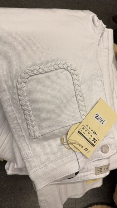 Jean Femme Taille Haute Coupe Évasée à Poches Plaquées - BLUE JEANS