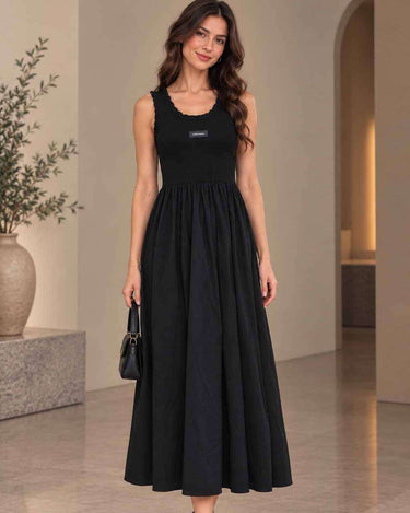 Robe longue femme sans manches à détail métallique