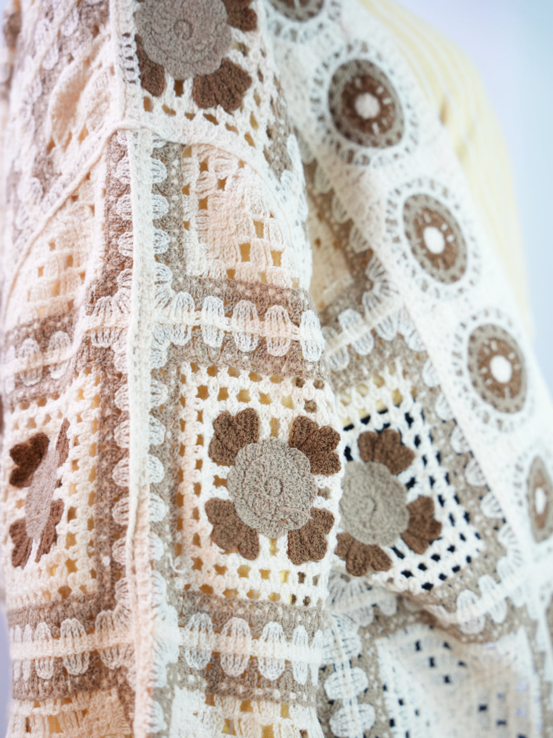 Elinembine Haakvest Beige & Camel Geometrische Motieven Oversized