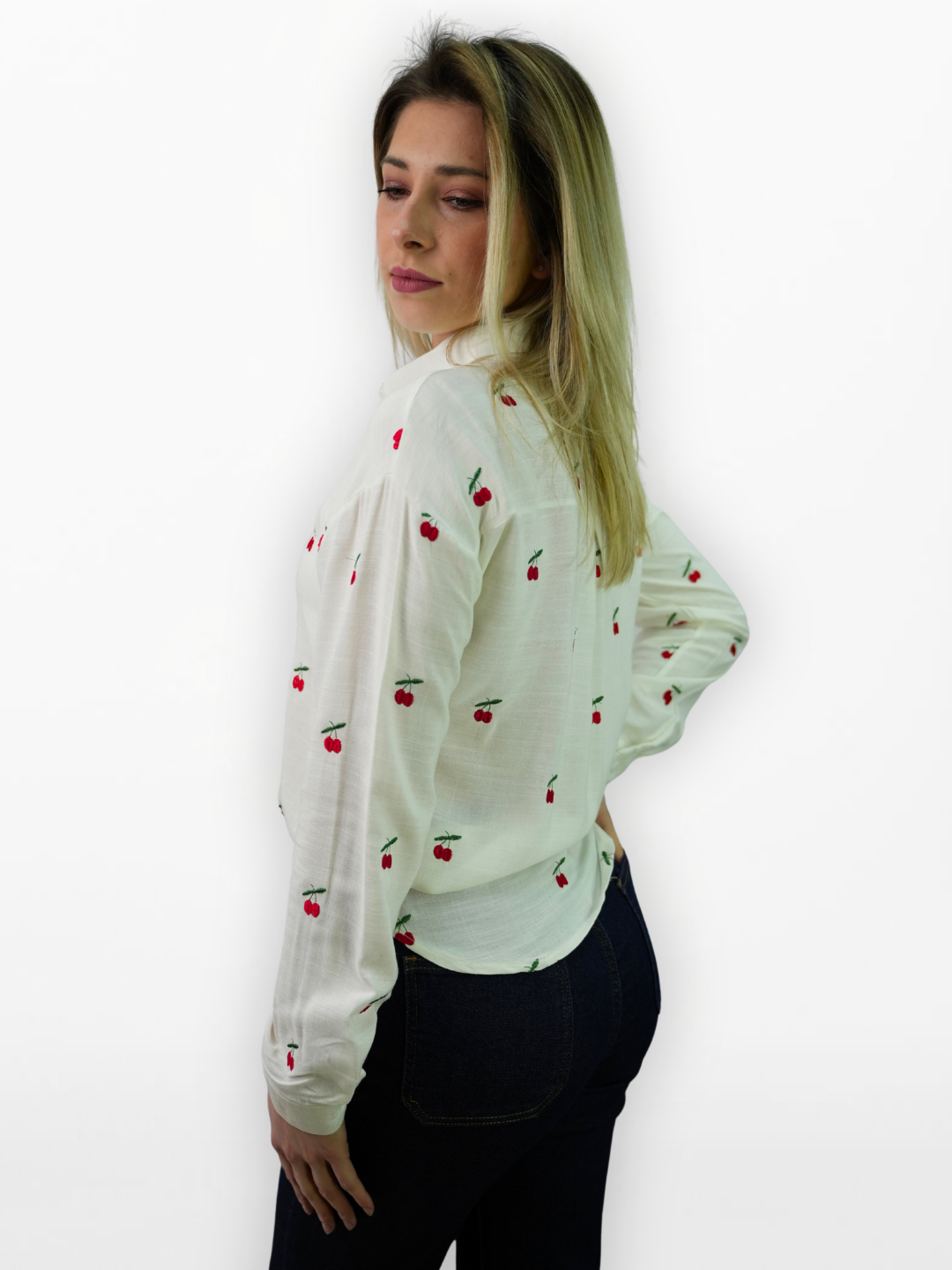 Chemise Blanche Broderie Cerises