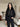 Reißverschluss-Kapuzenjacke mit Strass und Kunstfell – Schwarz