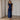 Robe Longue Femme Drapée à Épaules Structurées – Marine