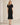 Texturiertes Midi-Kleid mit goldfarbenen Knöpfen für Damen - Schwarz