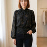 Blouse florale chic et féminine – Noir