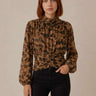 Blouse tendance à imprimé léopard – Camel