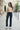 Jean Femme Taille Haute Coupe Légèrement Évasée à Poches Plaquées - Blue