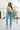 Jean Femme Taille Haute Coupe Légèrement Évasée à Poches Plaquées - Blue Jeans