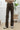 Pantalon Femme Taille Haute Coupe Droite à Boutons Dorés - Moka