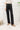 Pantalon Femme Taille Haute Coupe Droite à Boutons Dorés - Noir