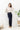 Pantalon Femme Taille Haute Coupe Droite à Boutons Dorés - Bleu Brut
