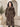 Manteau long en fausse fourrure à col montant – Choco