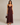 Robe Longue Élégante à Fines Bretelles et Finitions en Dentelle - MARRON