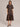 Robe Longue Femme Bi-Matière à Jupe en Tulle – Café